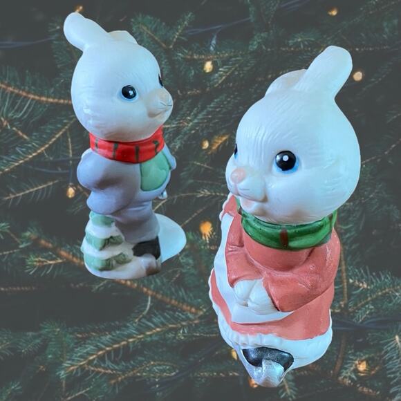 Homco 5305 Winter Ice Skating Bunny Couple Figs - Picture 6 of 7